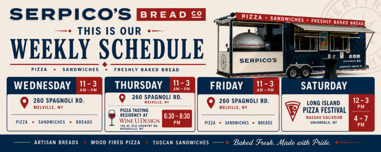 Showcasing Serpico's Bread Co.'s weekly mobile locations.